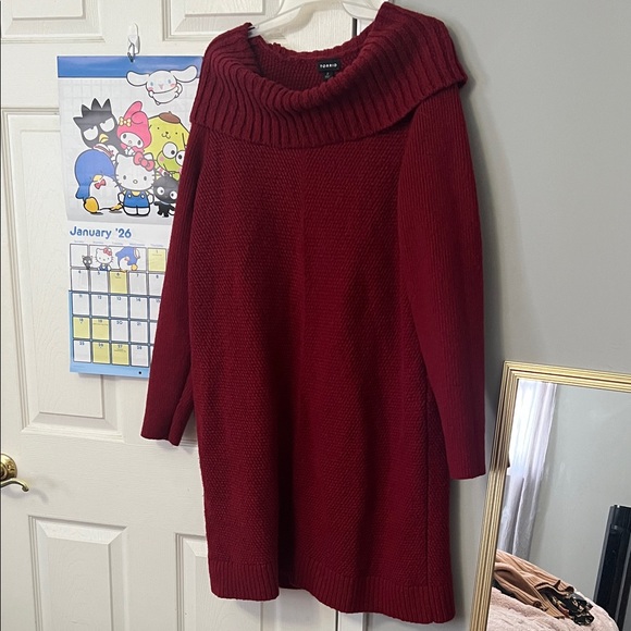 torrid Dresses & Skirts - Torrid Deep Red Cowl Neck Sweater Dress